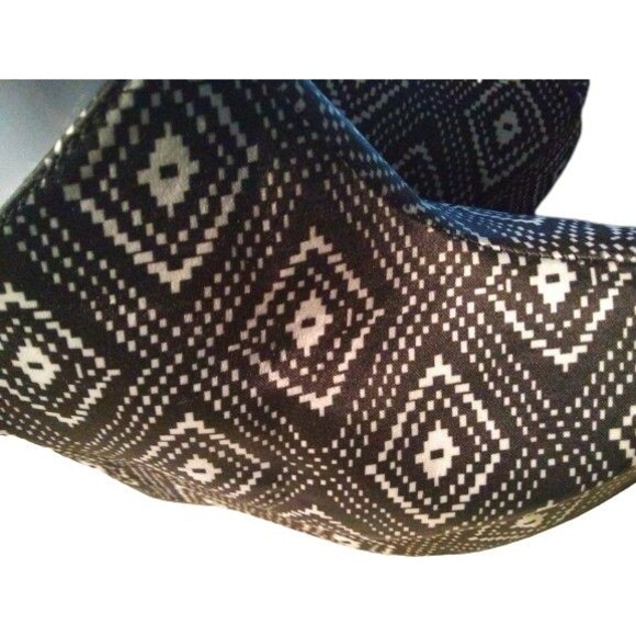 Cato Open Peep Toe Zippered Wedge Black & Cream Aztec Print Womens Size 10 - Picture 5 of 8